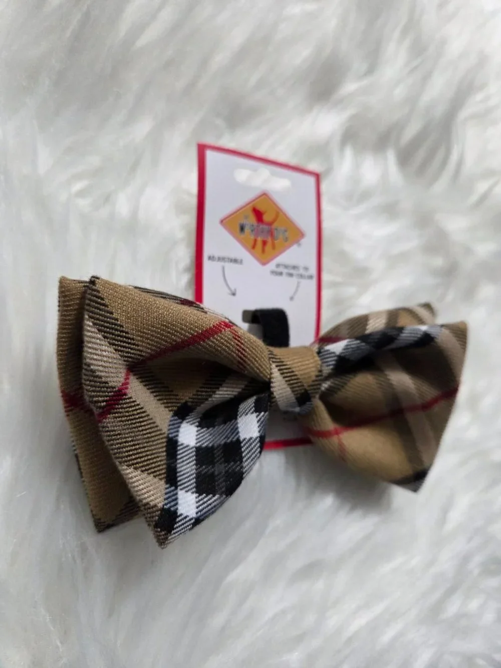 The Worthy Dog Plaid Design Collar Bow